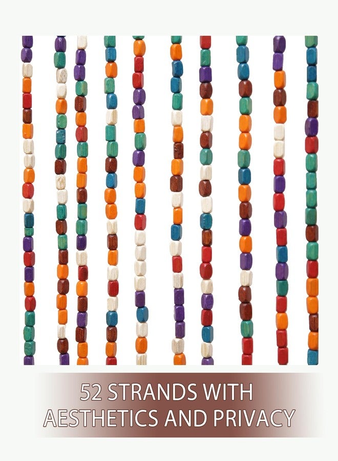 Ezcasch 52 Strands Colorful Beaded Curtain Bamboo Curtain for Doorways Multi-Scenario Application Purely Handmade Beaded Curtain as Insect Screen for Bedroom or Balcony 35.4" x 74.8", Rainbow - Image 5
